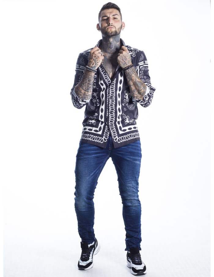 CHEMISE IMPRIMÉ - NOIR / HOMME  -  Mode pas cher de qualité sur ZERDA BOUTIQUE