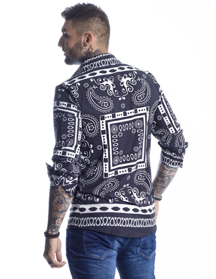 CHEMISE IMPRIMÉ - NOIR / HOMME  -  Mode pas cher de qualité sur ZERDA BOUTIQUE