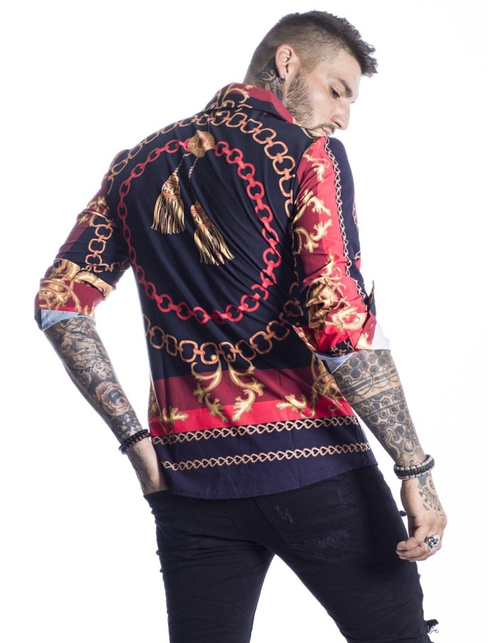 CHEMISE IMPRIMÉ - ROUGE / HOMME  -  Mode pas cher de qualité sur ZERDA BOUTIQUE