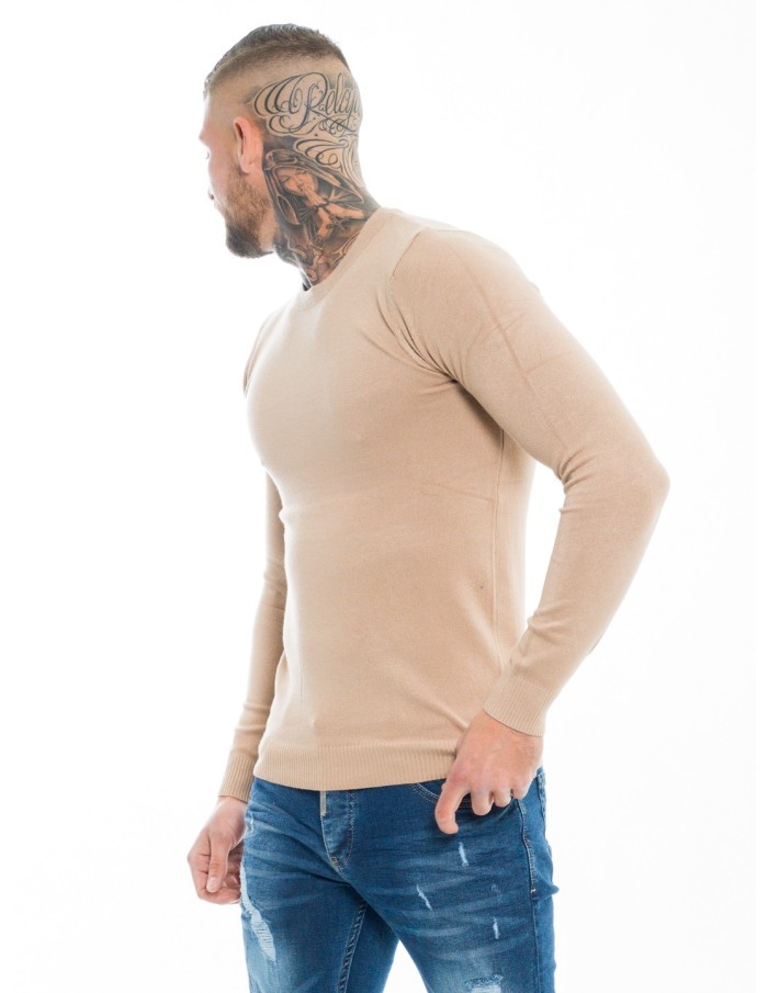 Pull COL ROND ZW002 Camel - JOHN H -HOMME - HOMME