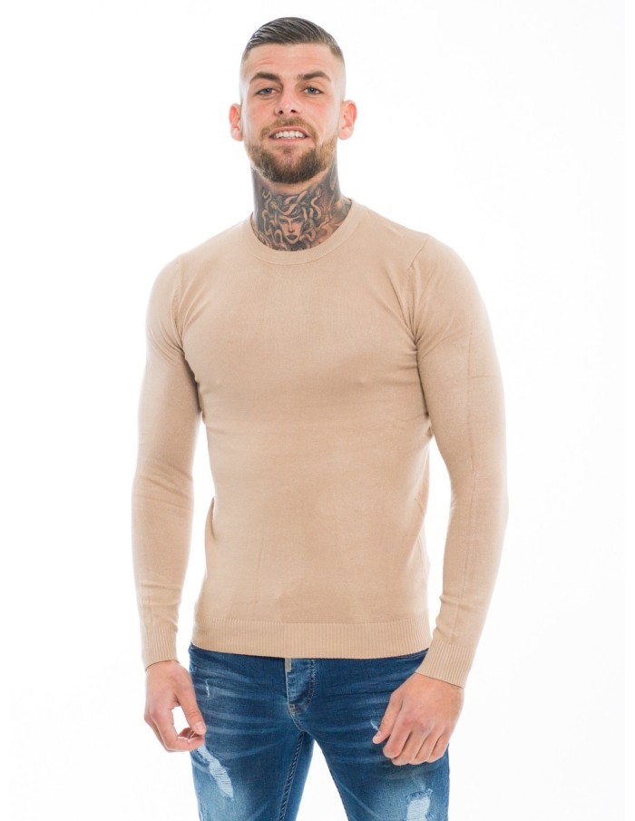 Pull COL ROND ZW002 Camel - JOHN H -HOMME - HOMME