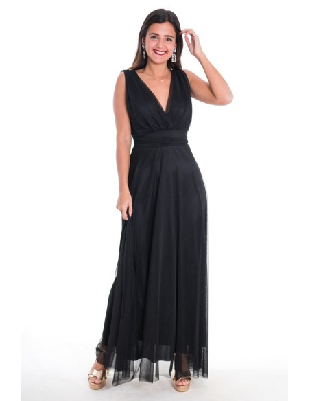 ROBE LONGUE TULLE NOIRE 3584 FEMME - Accueil
