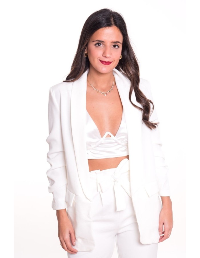 VESTE BLAZER MANCHE FROISSÉES BLANCHE 1302 FEMME - Accueil