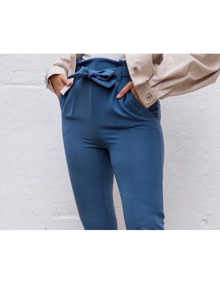 PANTALON TAILLE HAUTE CEINTURE BLANC 2412 FEMME - Accueil