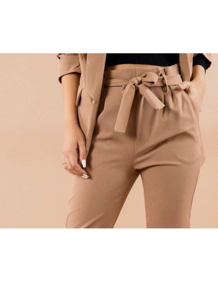PANTALON TAILLE HAUTE CEINTURE NOIR 2412 FEMME - Accueil
