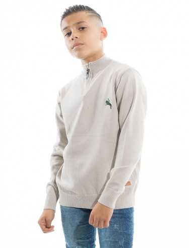 PULL COL CHEMINÉ À ZIP BEIGE GARÇON...