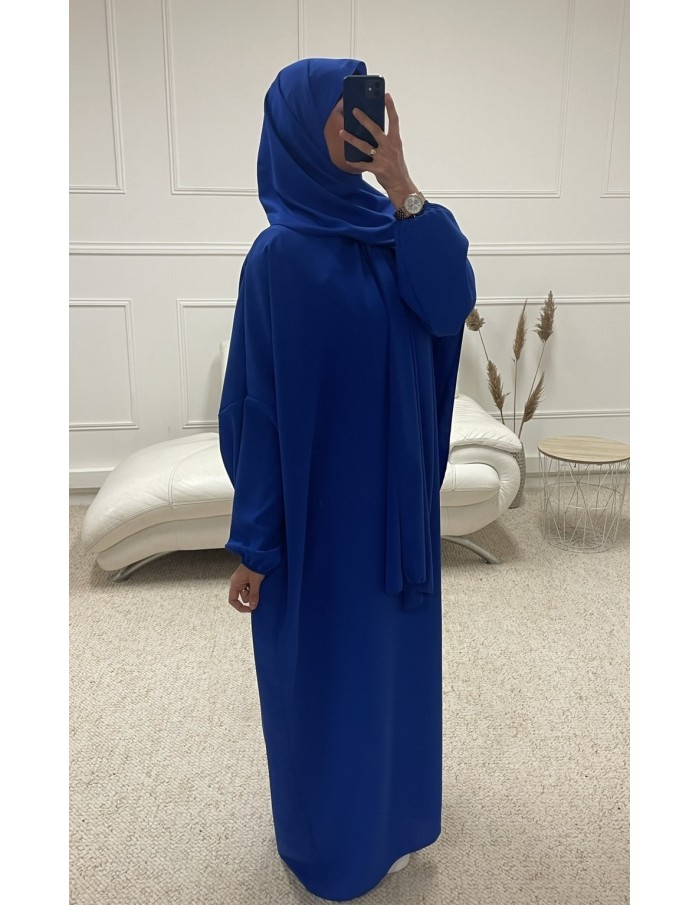 ABAYA AVEC VOILE INTÉGRÉ FEMME BLEU MARINE mastour - MASTOUR