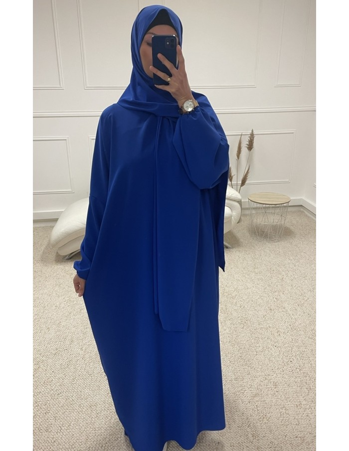 ABAYA AVEC VOILE INTÉGRÉ FEMME BLEU MARINE mastour - MASTOUR