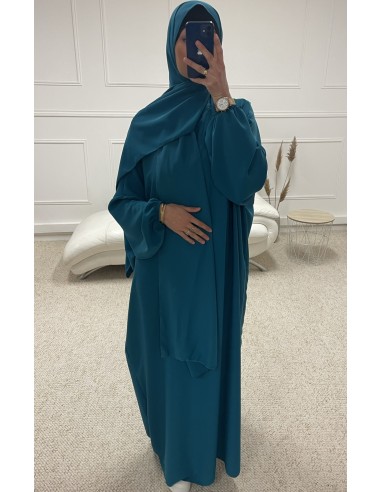 ABAYA AVEC VOILE INTÉGRÉ FEMME BLEU...