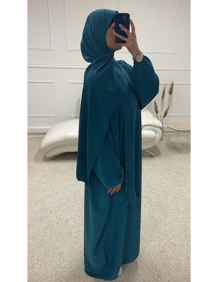 ABAYA AVEC VOILE INTÉGRÉ FEMME BLEU MASTOUR - MASTOUR