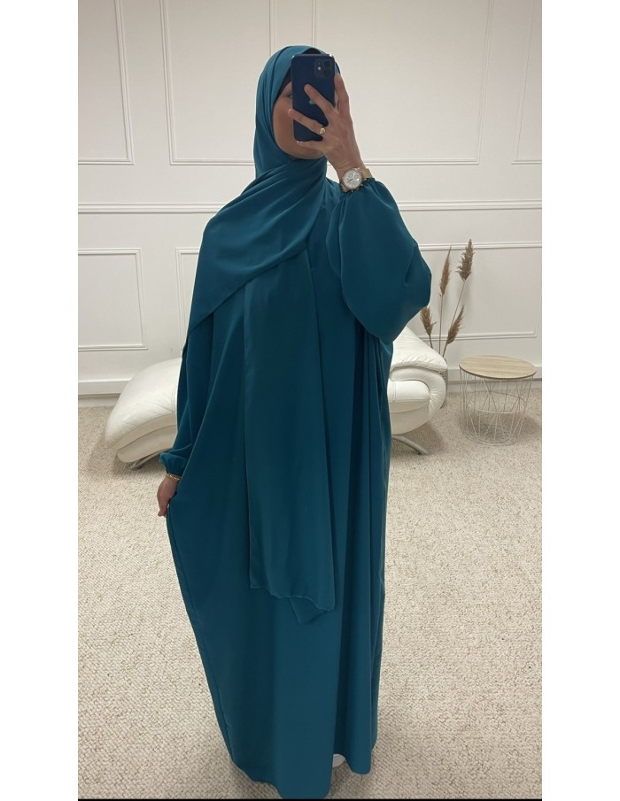 ABAYA AVEC VOILE INTÉGRÉ FEMME BLEU MASTOUR - MASTOUR