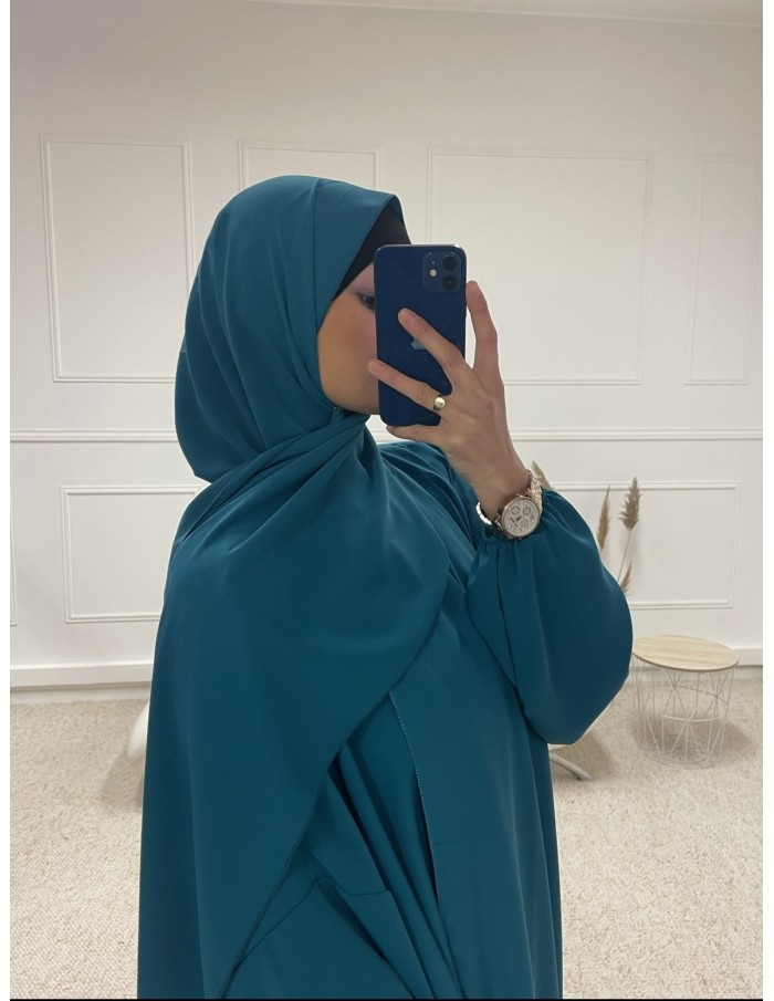 ABAYA AVEC VOILE INTÉGRÉ FEMME BLEU MASTOUR - MASTOUR