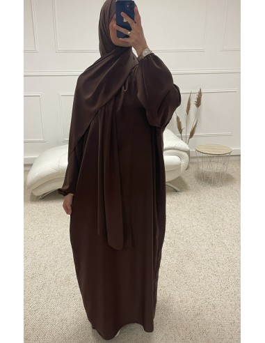 ABAYA AVEC VOILE INTÉGRÉ FEMME MARRON...