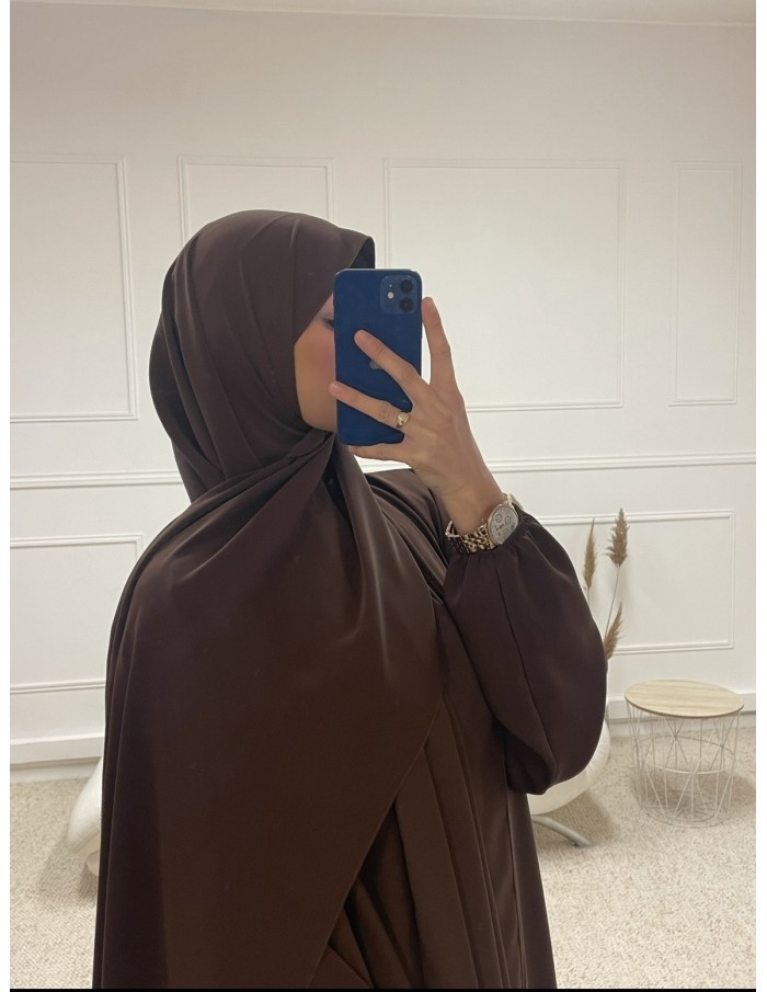 ABAYA AVEC VOILE INTÉGRÉ FEMME MARRON MASTOUR - MASTOUR