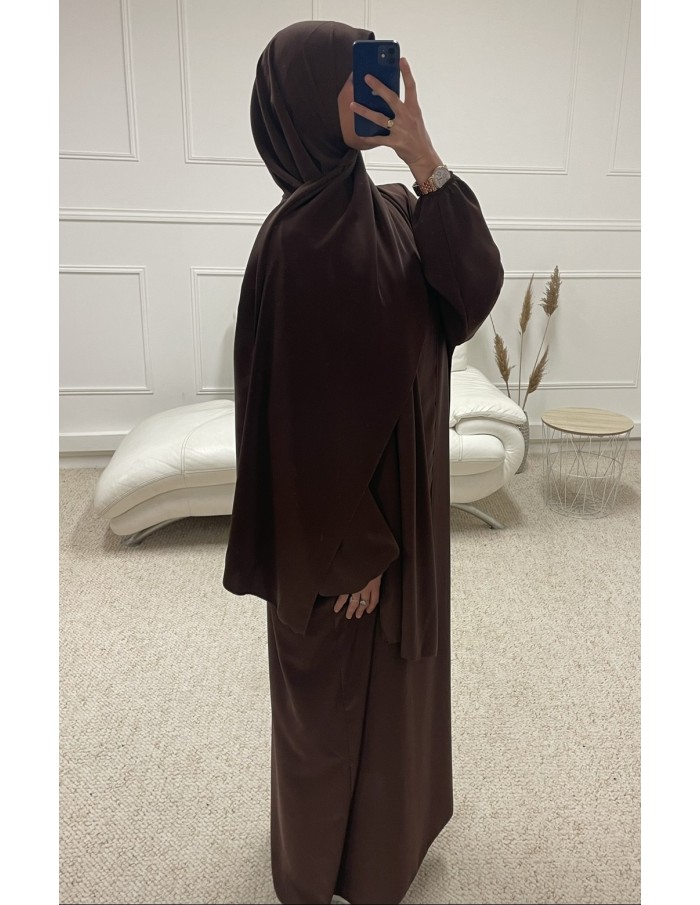ABAYA AVEC VOILE INTÉGRÉ FEMME MARRON MASTOUR - MASTOUR