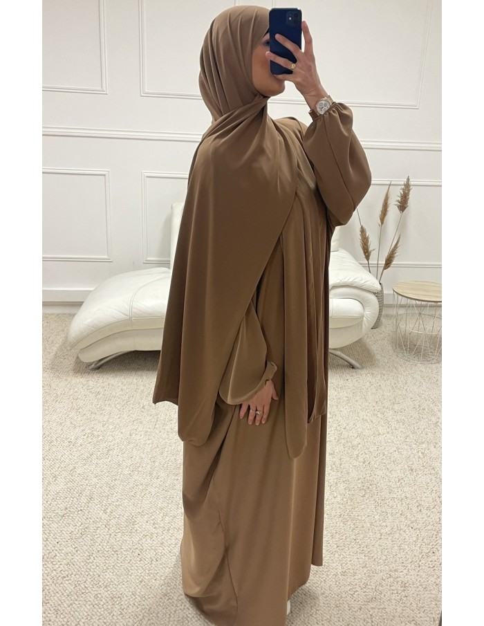 ABAYA AVEC VOILE INTÉGRÉ FEMME CAMEL MASTOUR - MASTOUR