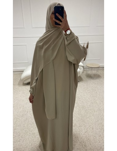 ABAYA AVEC VOILE INTÉGRÉ FEMME BEIGE...