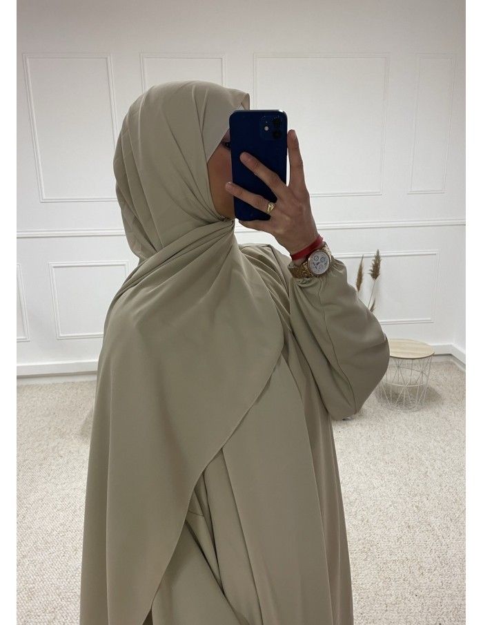 ABAYA AVEC VOILE INTÉGRÉ FEMME BEIGE MASTOUR - MASTOUR
