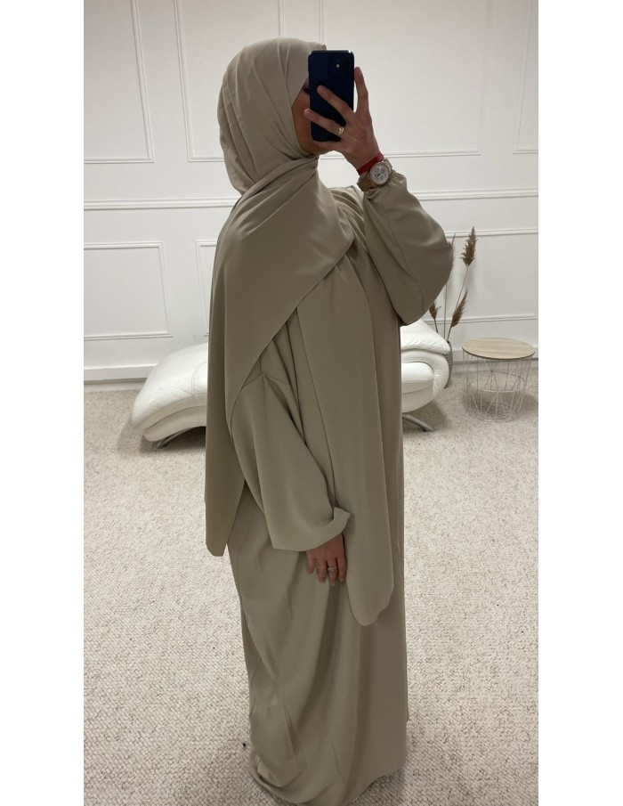 ABAYA AVEC VOILE INTÉGRÉ FEMME BEIGE MASTOUR - MASTOUR