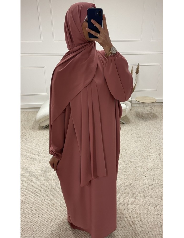 ABAYA AVEC VOILE INTÉGRÉ FEMME VIEUX ROSE MASTOUR - MASTOUR