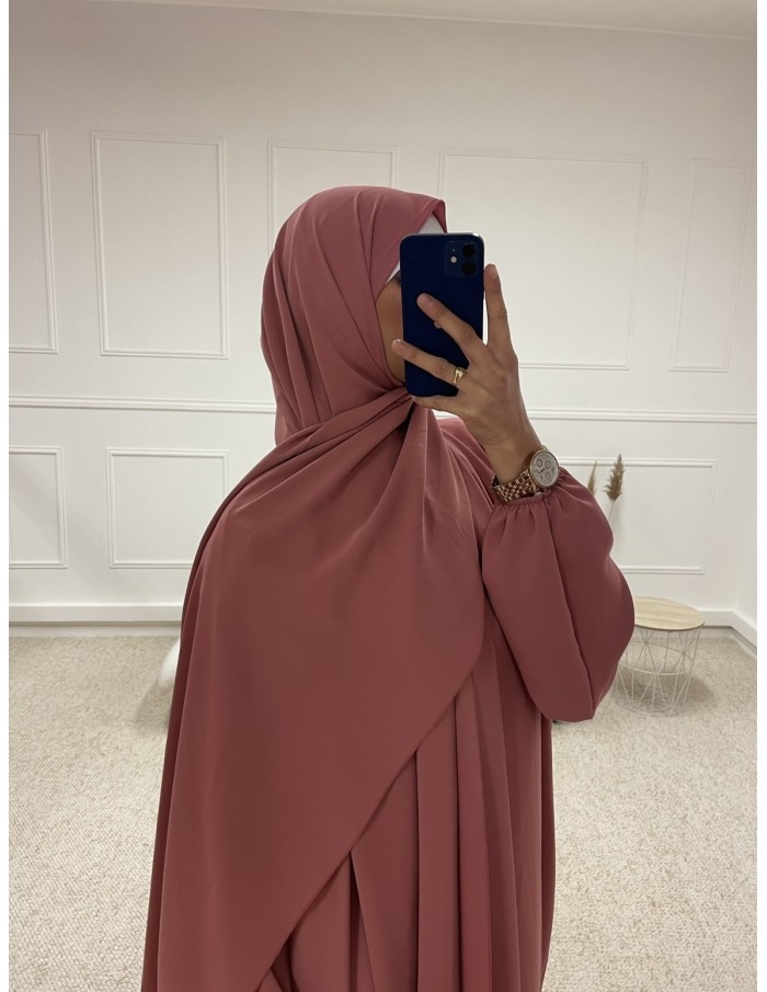 ABAYA AVEC VOILE INTÉGRÉ FEMME VIEUX ROSE MASTOUR - MASTOUR