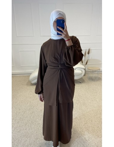 ABAYA AVEC PARÉO À NOUÉ INTÉGRÉ FEMME...