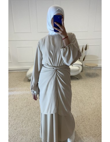 ABAYA AVEC PARÉO À NOUÉ INTÉGRÉ FEMME...