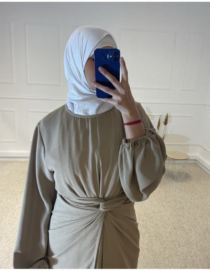 ABAYA AVEC PARÉO À NOUÉ INTÉGRÉ FEMME CAMEL MASTOUR - MASTOUR