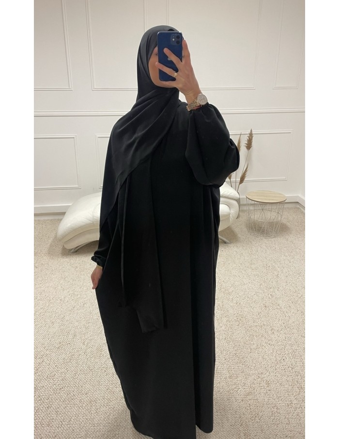 ABAYA AVEC VOILE INTÉGRÉ FEMME NOIR MASTOUR - MASTOUR