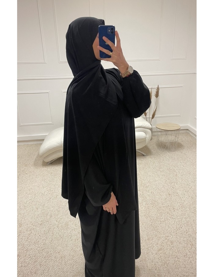 ABAYA AVEC VOILE INTÉGRÉ FEMME NOIR MASTOUR - MASTOUR