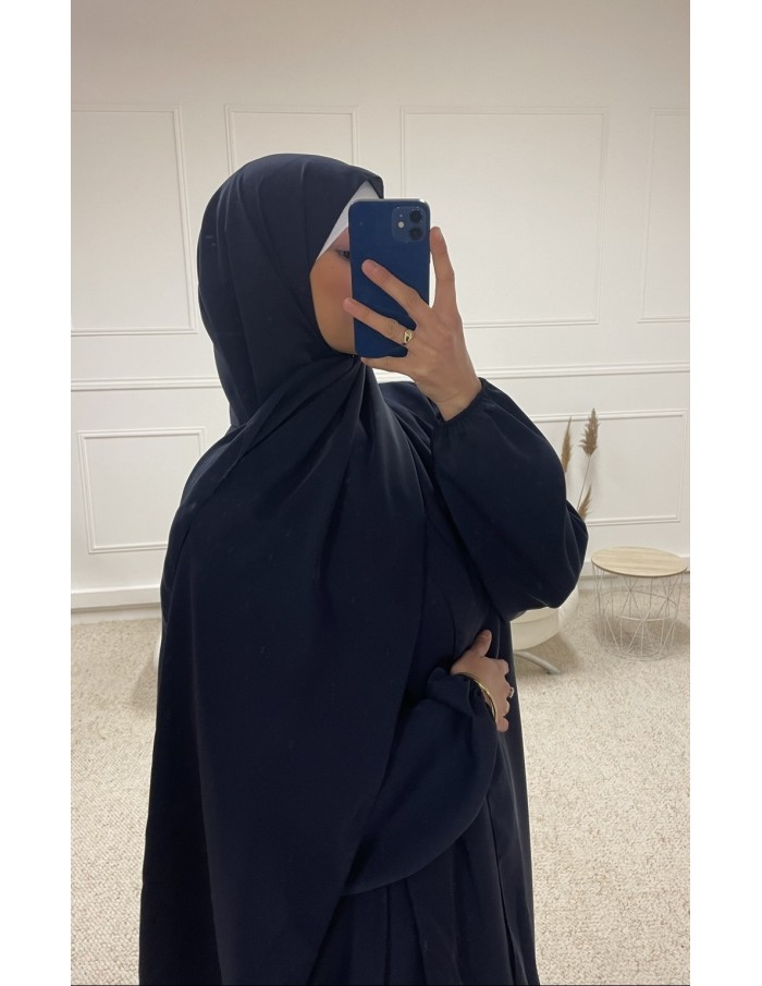 ABAYA AVEC VOILE INTÉGRÉ FEMME BLEU MARINE MASTOUR - MASTOUR