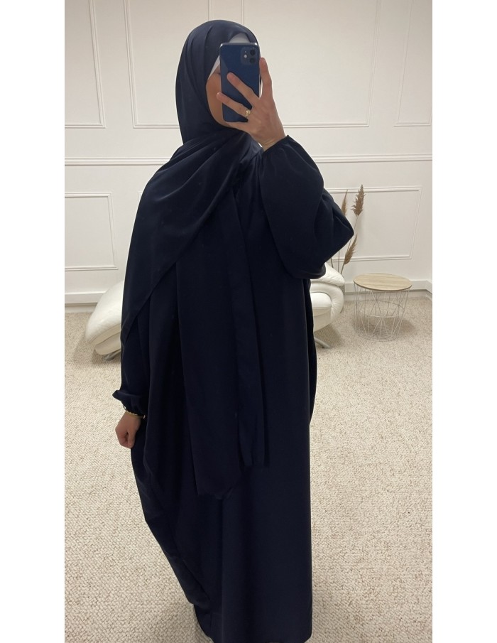 ABAYA AVEC VOILE INTÉGRÉ FEMME BLEU MARINE MASTOUR - MASTOUR