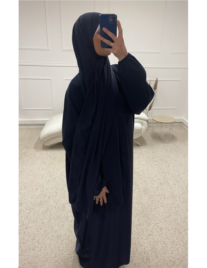 ABAYA AVEC VOILE INTÉGRÉ FEMME BLEU MARINE MASTOUR - MASTOUR