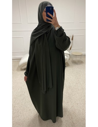 ABAYA AVEC VOILE INTÉGRÉ FEMME KAKI...