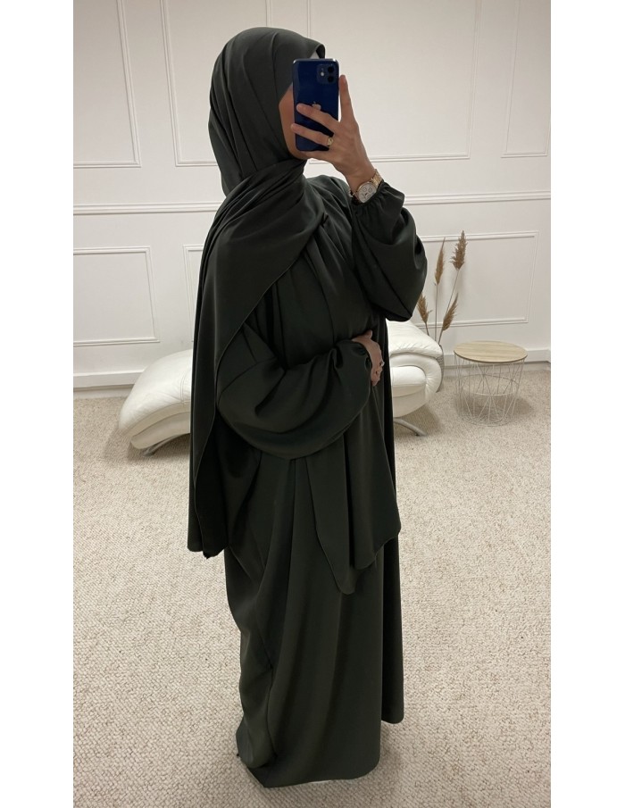 ABAYA AVEC VOILE INTÉGRÉ FEMME KAKI MASTOUR - MASTOUR