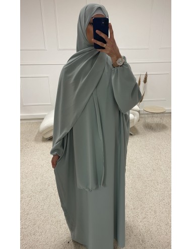 ABAYA AVEC VOILE INTÉGRÉ FEMME VERT...