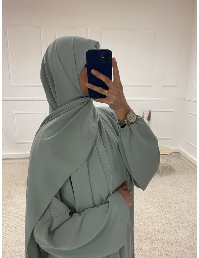 ABAYA AVEC VOILE INTÉGRÉ FEMME VERT D'EAU MASTOUR - MASTOUR
