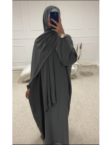 ABAYA AVEC VOILE INTÉGRÉ FEMME GRIS...