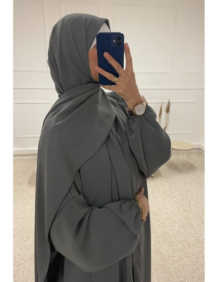 ABAYA AVEC VOILE INTÉGRÉ FEMME GRIS MASTOUR - MASTOUR