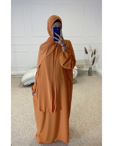 ABAYA AVEC VOILE INTÉGRÉ FEMME ORANGE...