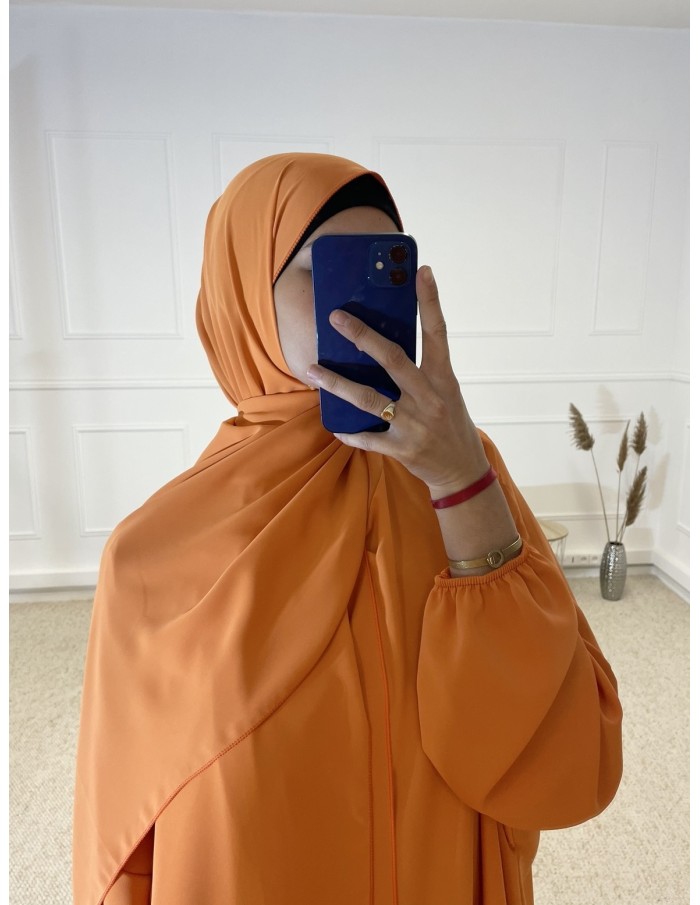 ABAYA AVEC VOILE INTÉGRÉ FEMME ORANGE MASTOUR - MASTOUR