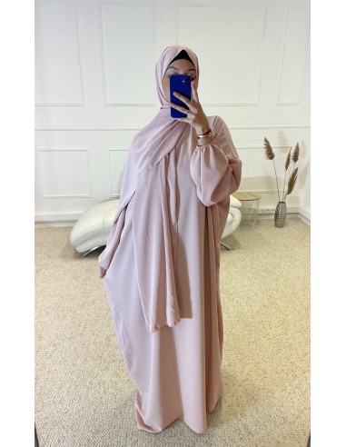ABAYA AVEC VOILE INTÉGRÉ FEMME ROSE...