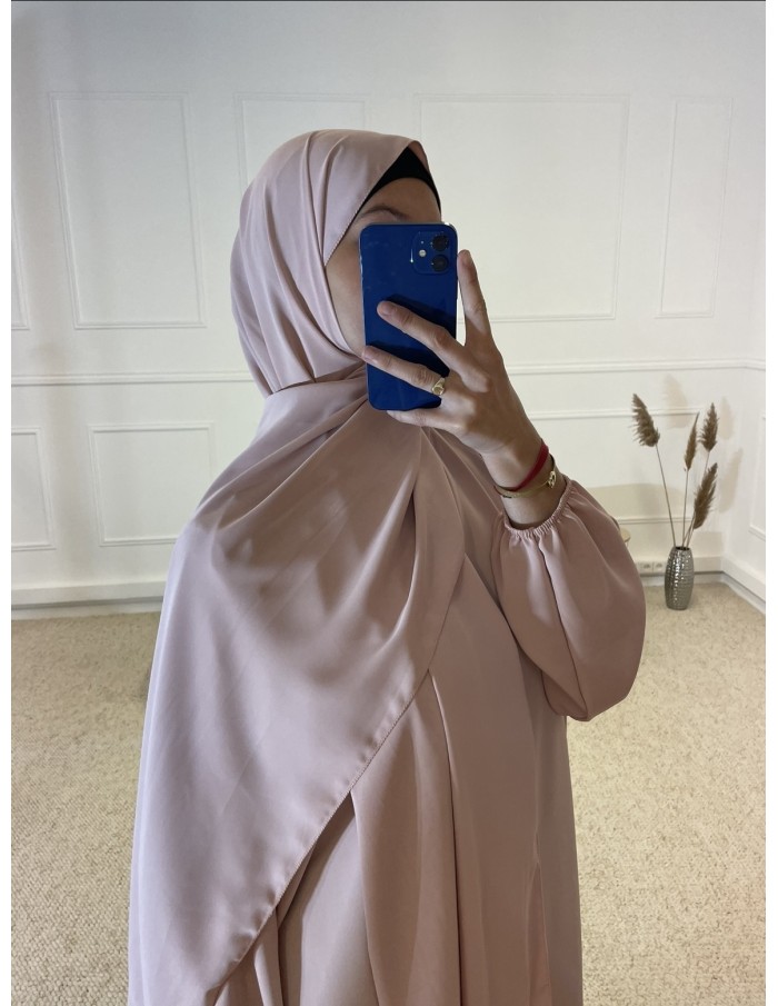 ABAYA AVEC VOILE INTÉGRÉ FEMME ROSE CLAIR mastour - MASTOUR