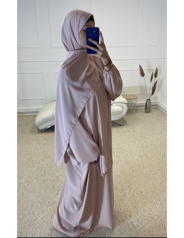 ABAYA AVEC VOILE INTÉGRÉ FEMME ROSE CLAIR mastour - MASTOUR