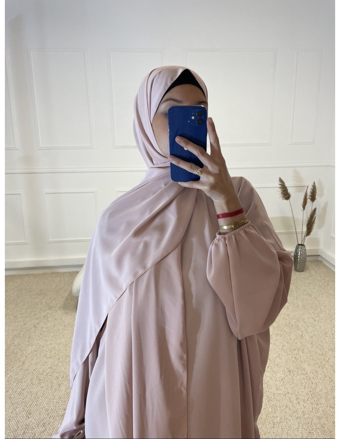 ABAYA AVEC VOILE INTÉGRÉ FEMME ROSE CLAIR mastour - MASTOUR