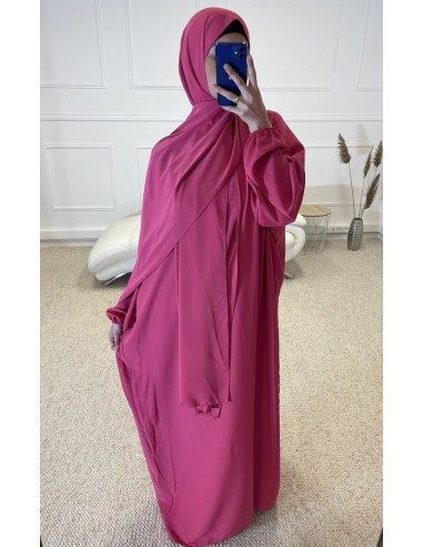 ABAYA AVEC VOILE INTÉGRÉ FEMME ROSE...