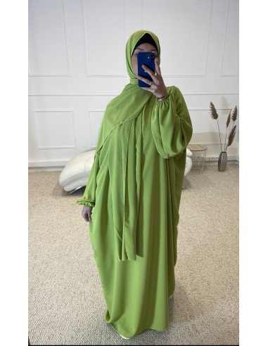 ABAYA AVEC VOILE INTÉGRÉ FEMME VERT...