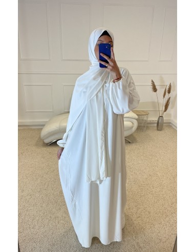 ABAYA AVEC VOILE INTÉGRÉ FEMME BLANC...
