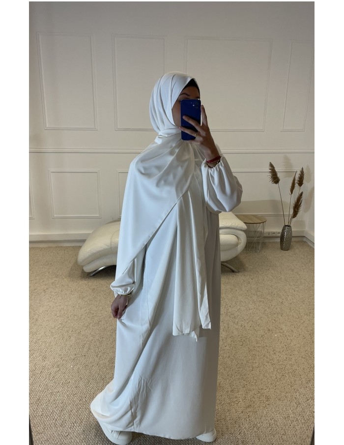 ABAYA AVEC VOILE INTÉGRÉ FEMME BLANC MASTOUR - MASTOUR