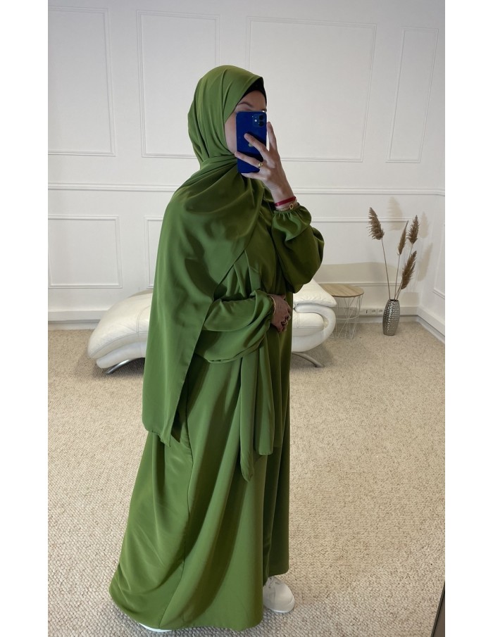ABAYA AVEC VOILE INTÉGRÉ FEMME VERT MASTOUR - Tennis